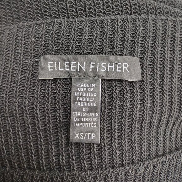 Eileen Fisher black heavyweight cotton blend side gap sweater ladies womens XS - Picture 7 of 8